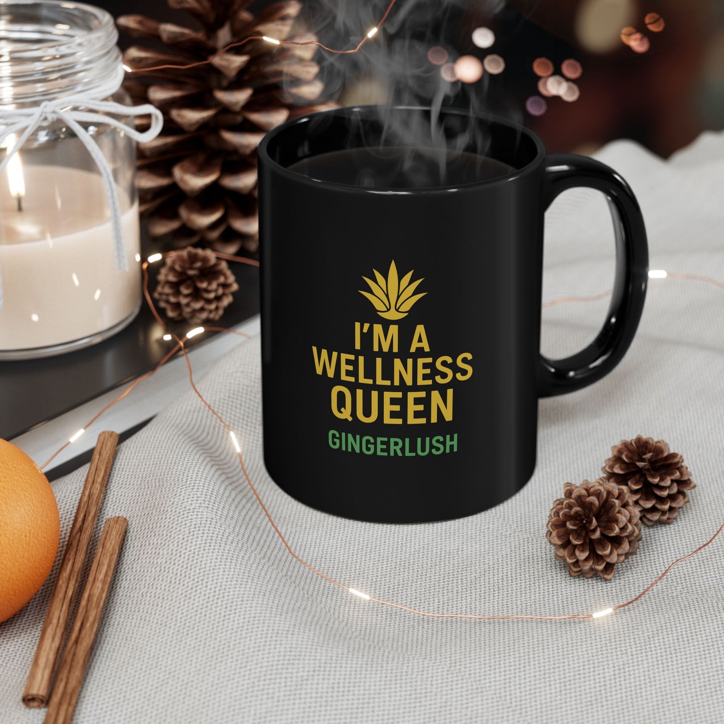 Coffee Mug - Wellness Queen Black Mug (11oz, 15oz) by gingerlush